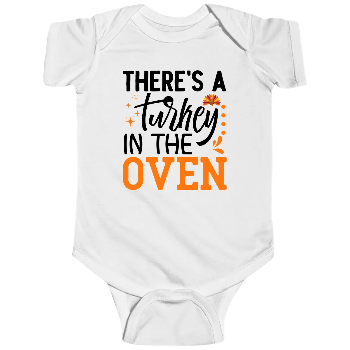 Thanksgiving Turkey In The Oven Pregnancy Announcement Baby Onesie in White
