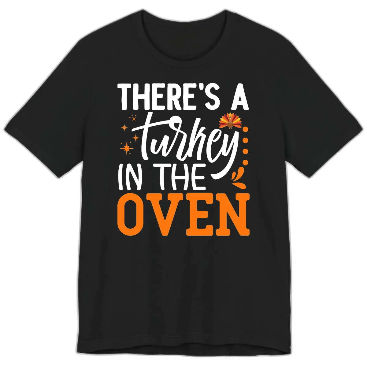 Thanksgiving Turkey In The Oven Pregnancy Announcement Premium T-Shirt in Black