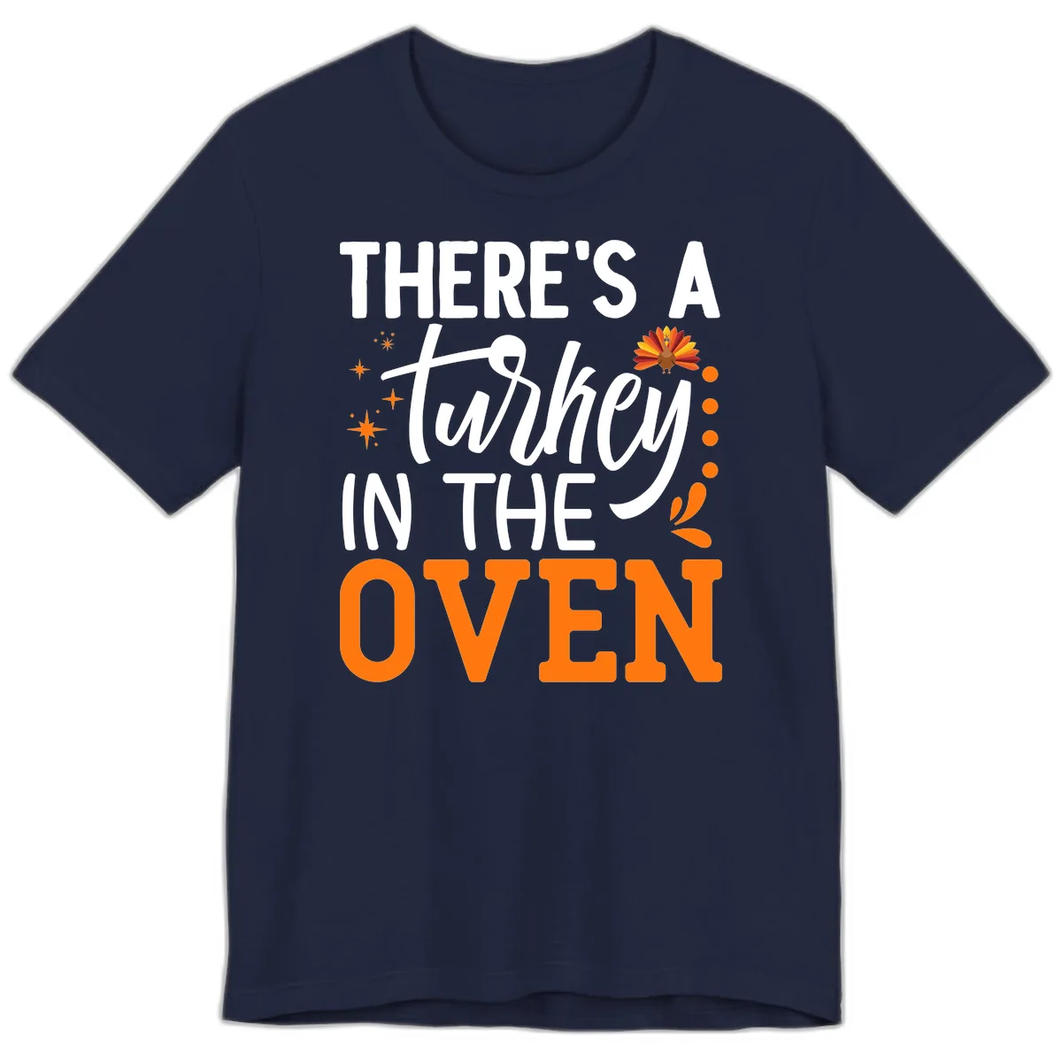 Thanksgiving Turkey In The Oven Pregnancy Announcement Premium T-Shirt in Navy