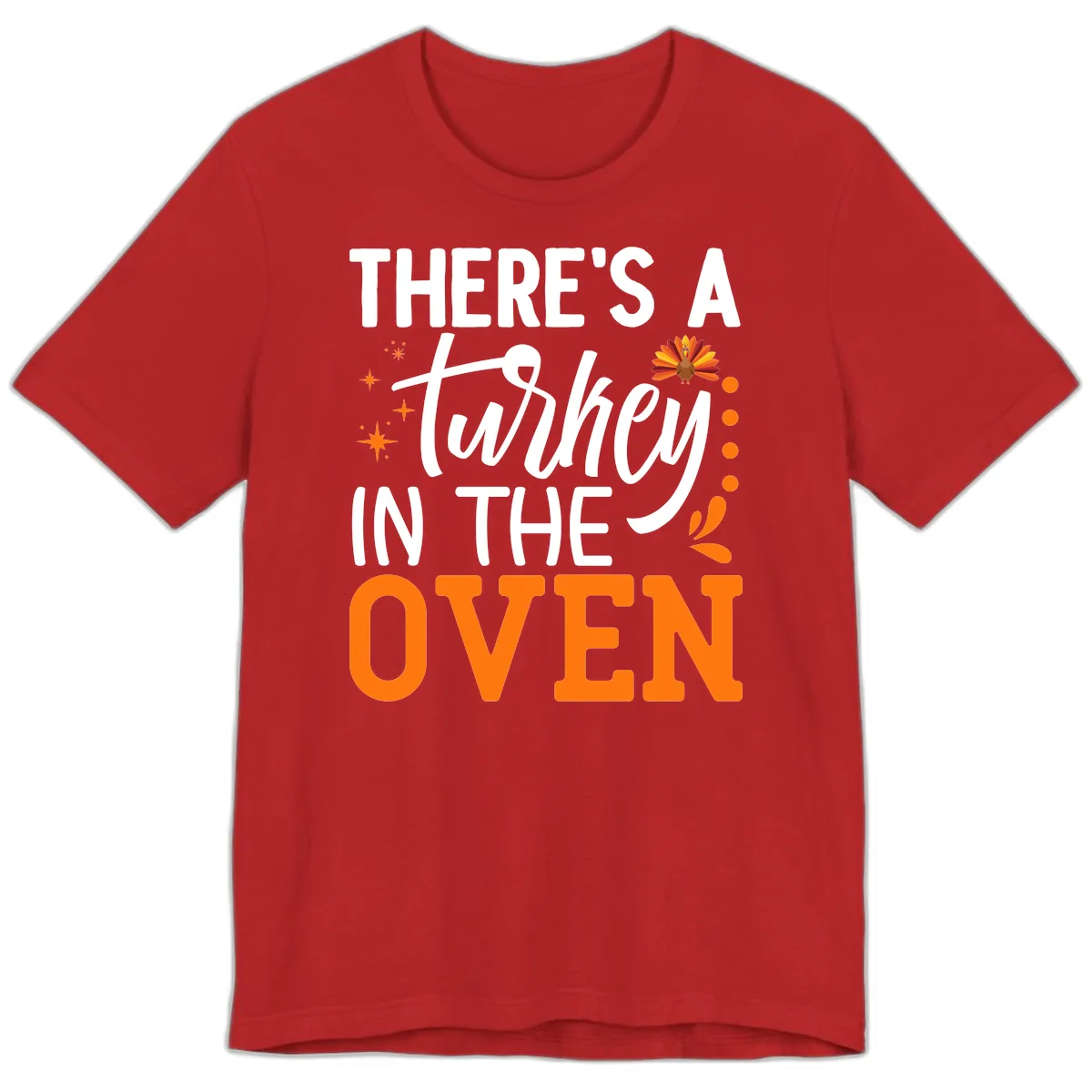 Thanksgiving Turkey In The Oven Pregnancy Announcement Premium T-Shirt in Red