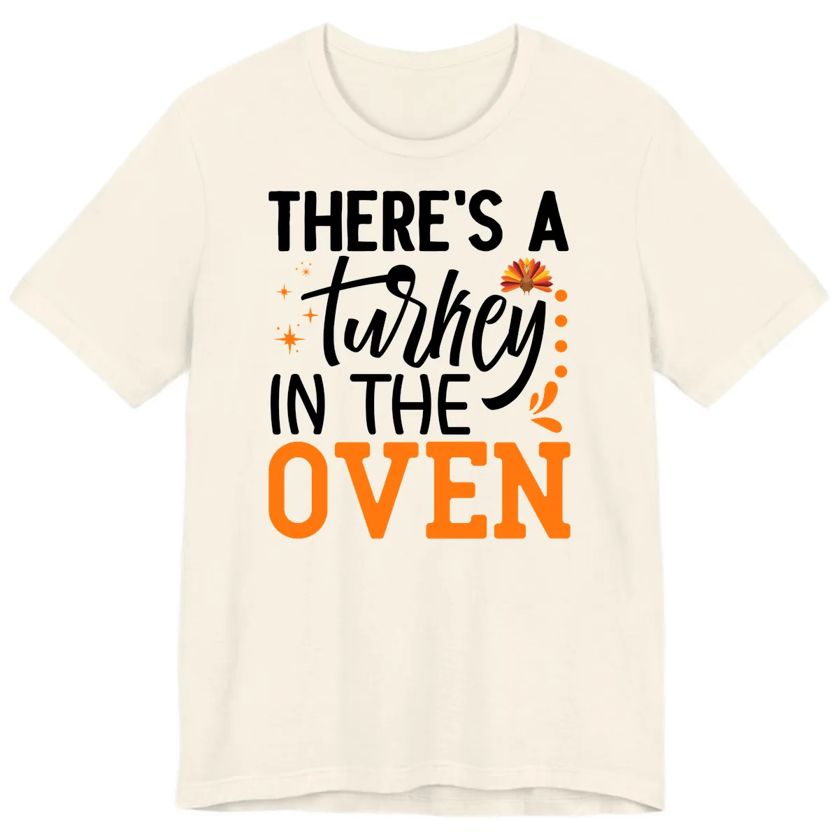 Thanksgiving Turkey In The Oven Pregnancy Announcement Premium T-Shirt in Natural