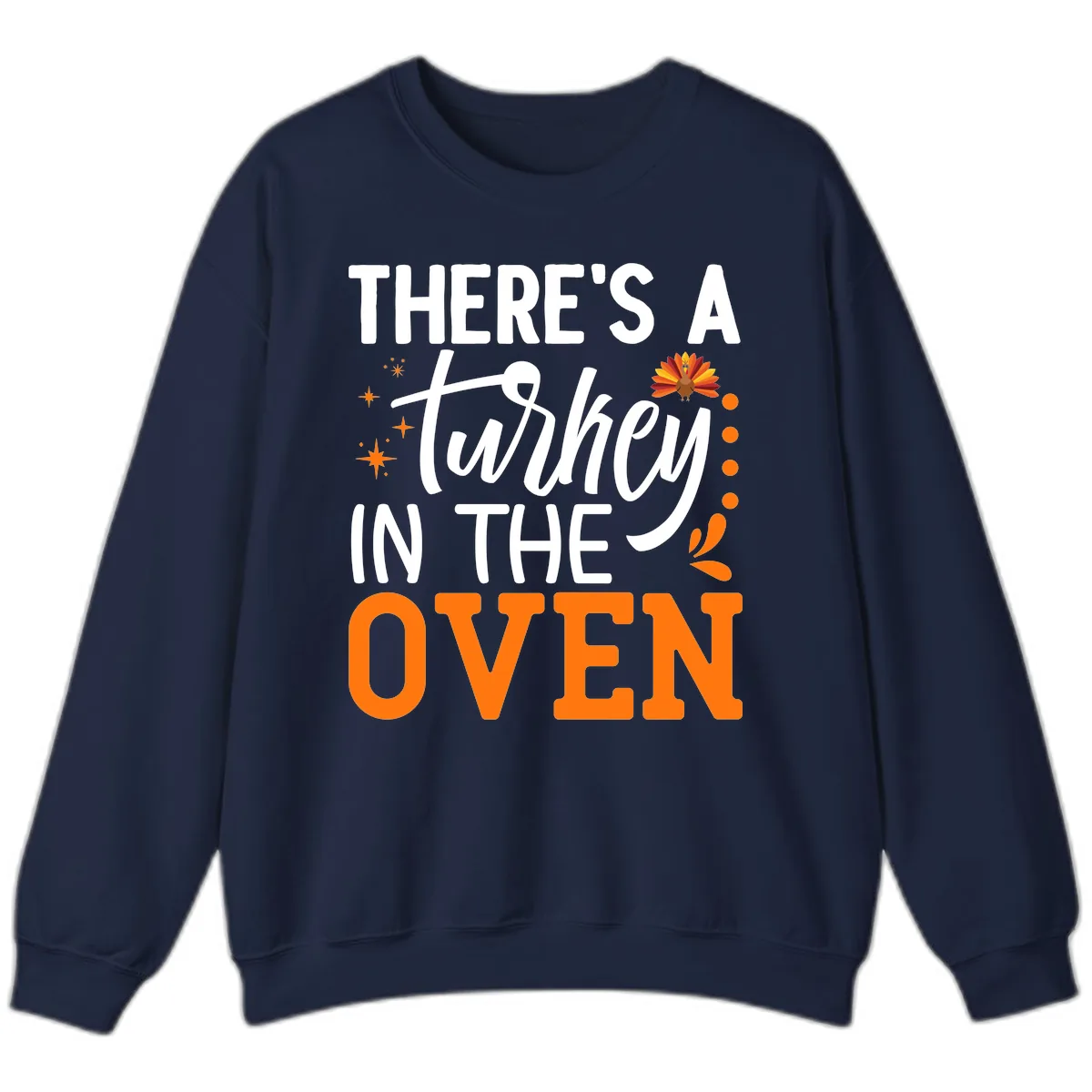 Thanksgiving Turkey In The Oven Pregnancy Announcement Sweatshirt in Navy