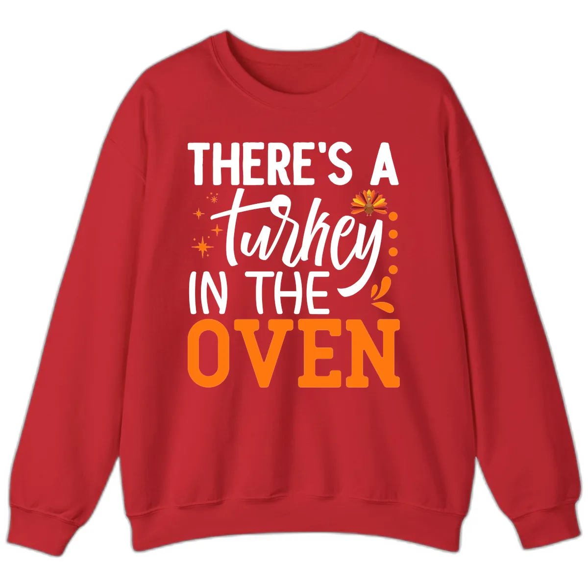 Thanksgiving Turkey In The Oven Pregnancy Announcement Sweatshirt in Red