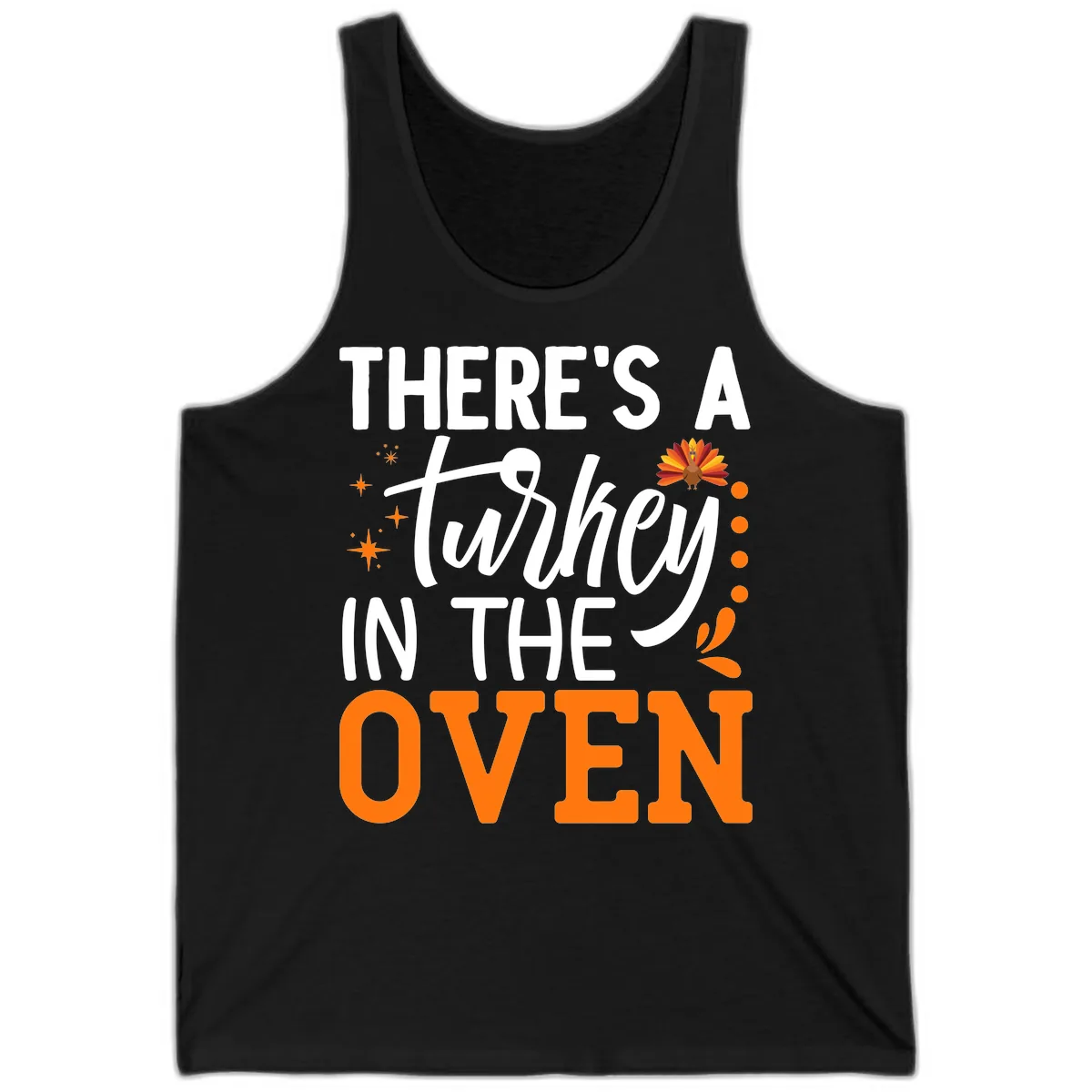 Thanksgiving Turkey In The Oven Pregnancy Announcement Tank in Black