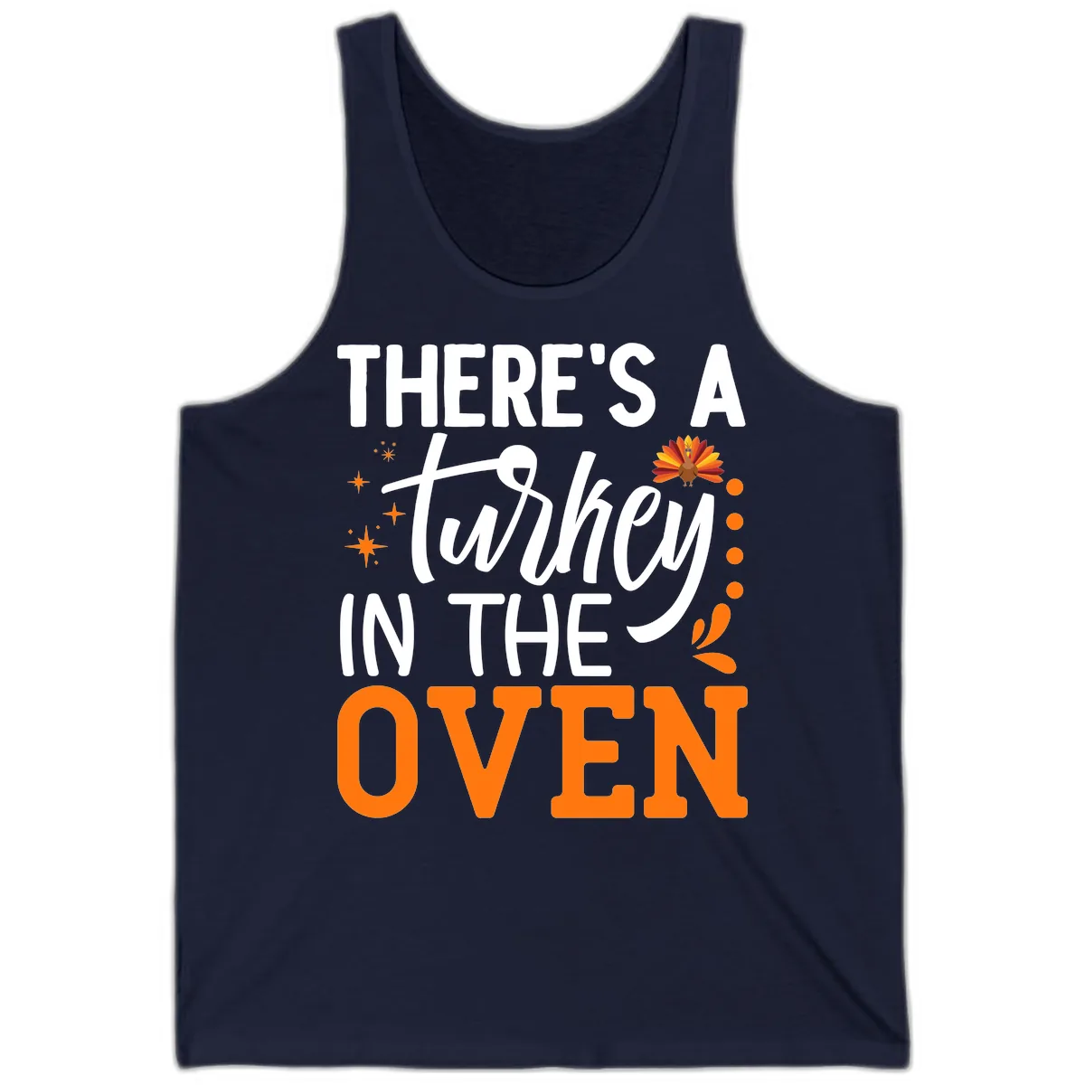 Thanksgiving Turkey In The Oven Pregnancy Announcement Tank in Navy