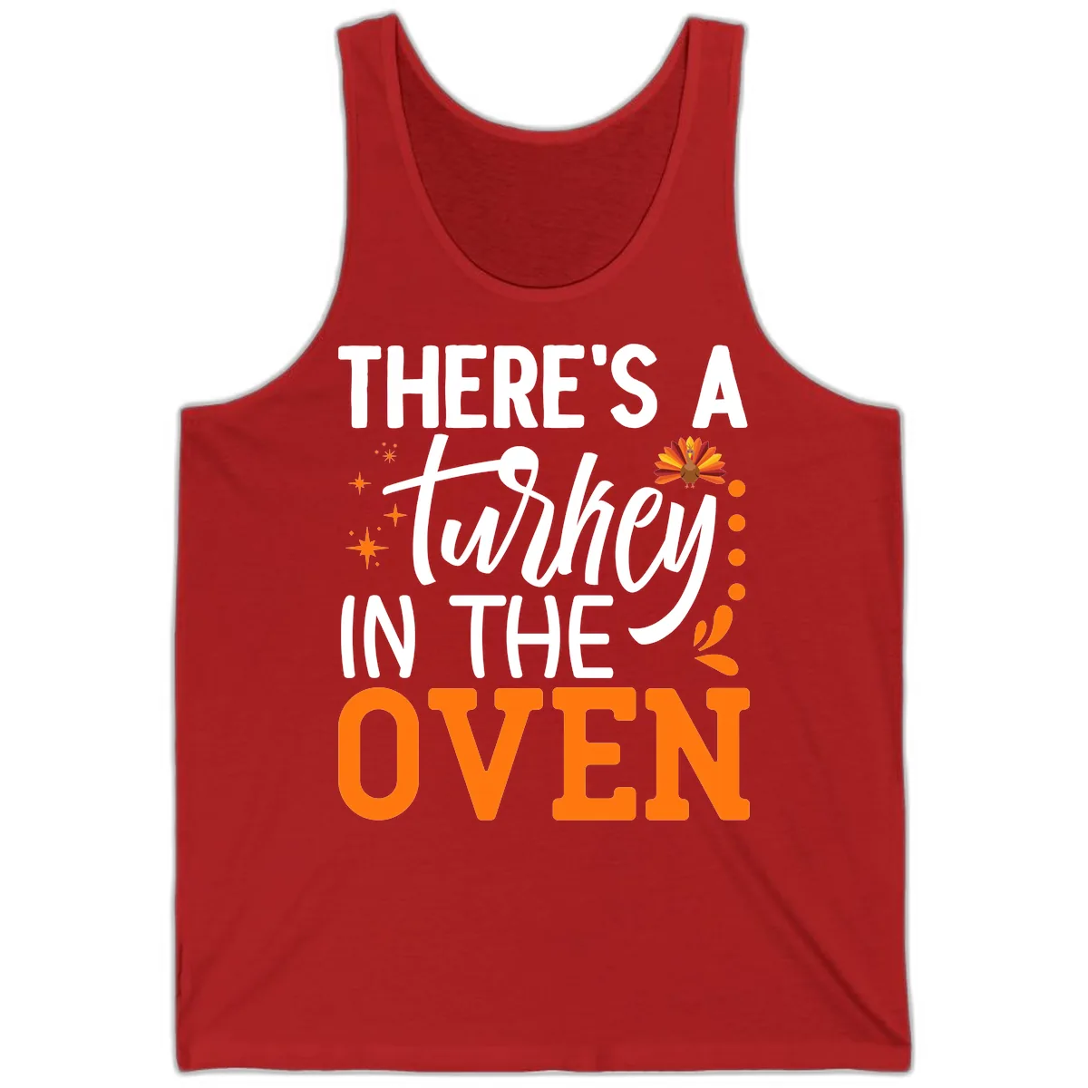 Thanksgiving Turkey In The Oven Pregnancy Announcement Tank in Red