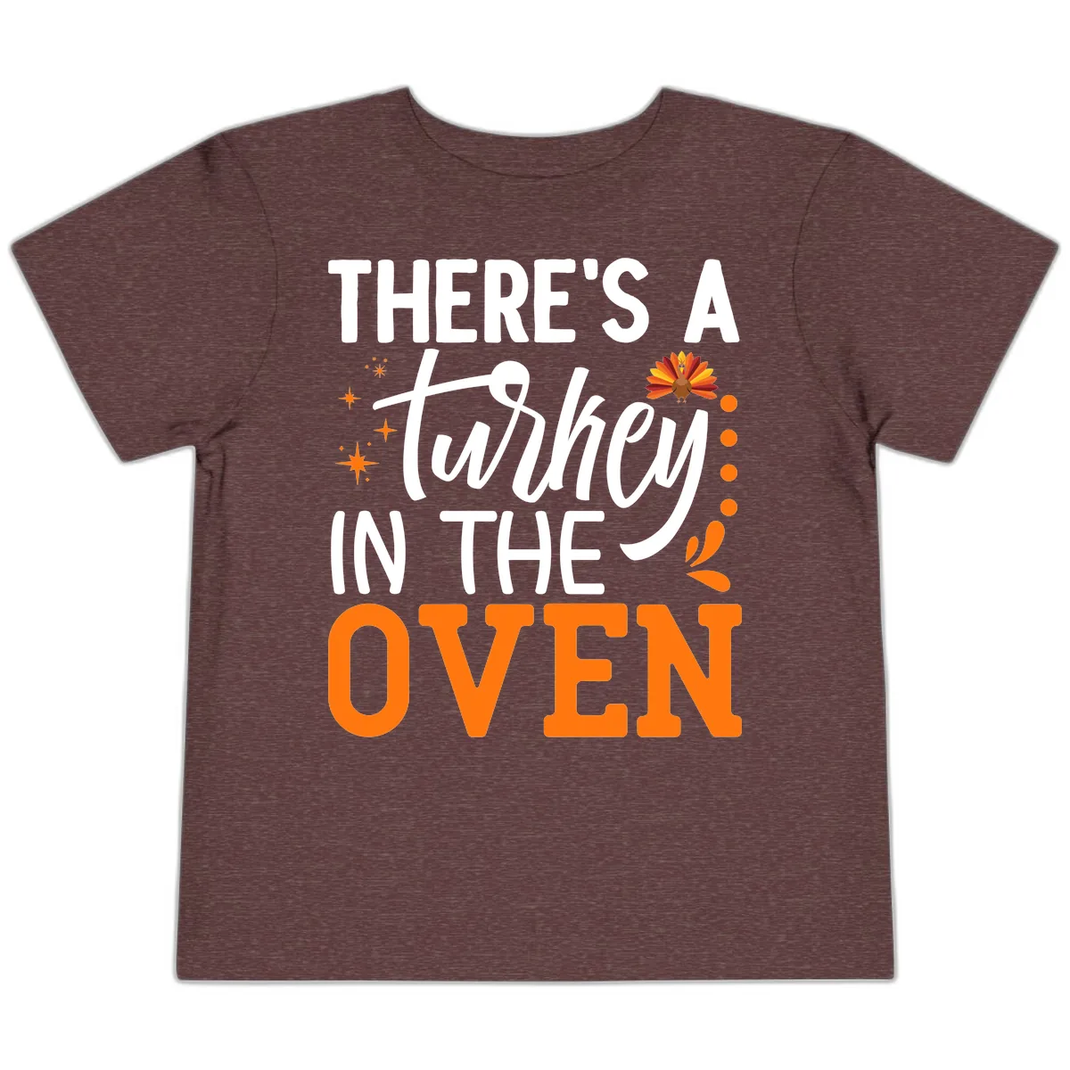 Thanksgiving Turkey In The Oven Pregnancy Announcement Toddler T-Shirt in Heather Maroon