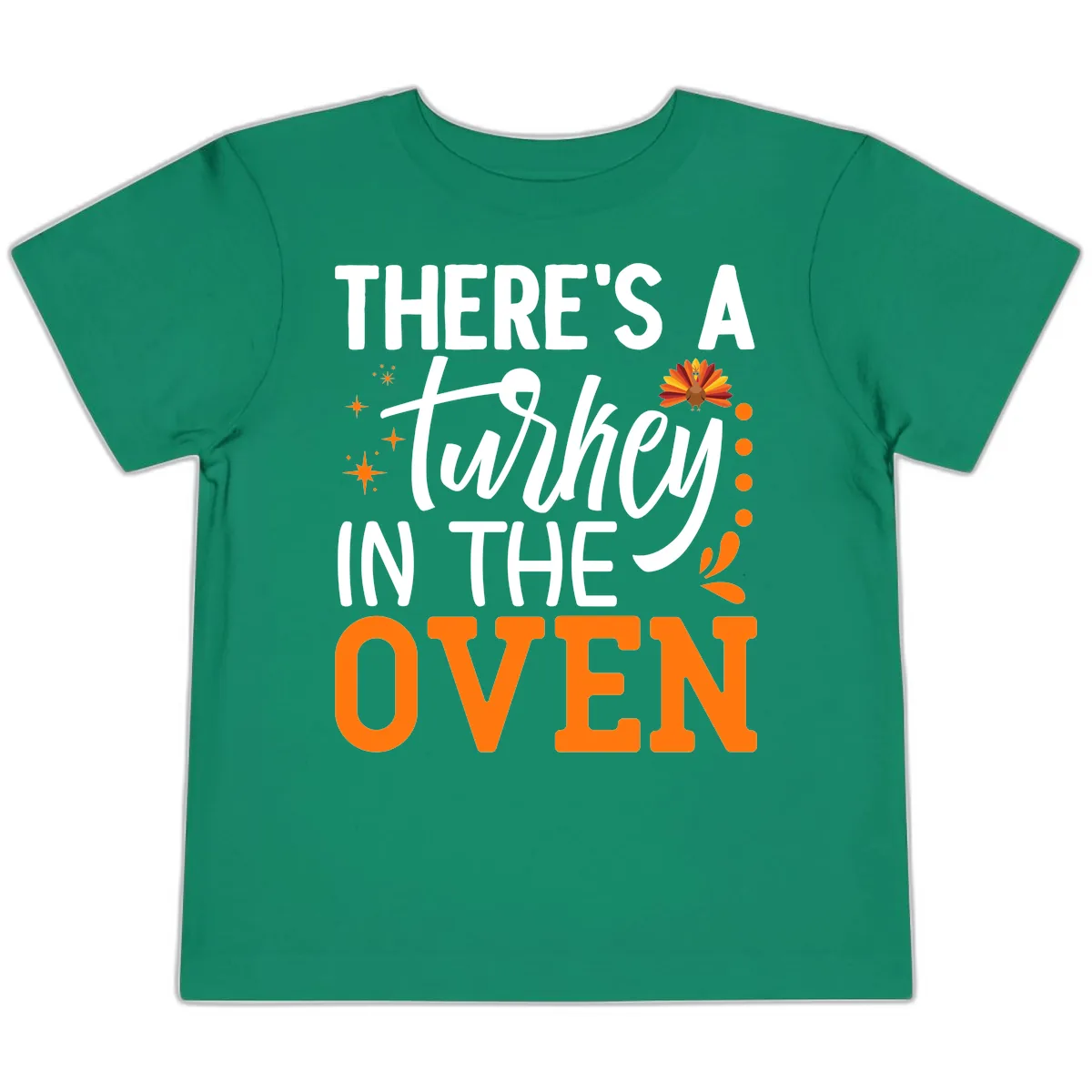 Thanksgiving Turkey In The Oven Pregnancy Announcement Toddler T-Shirt in Kelly