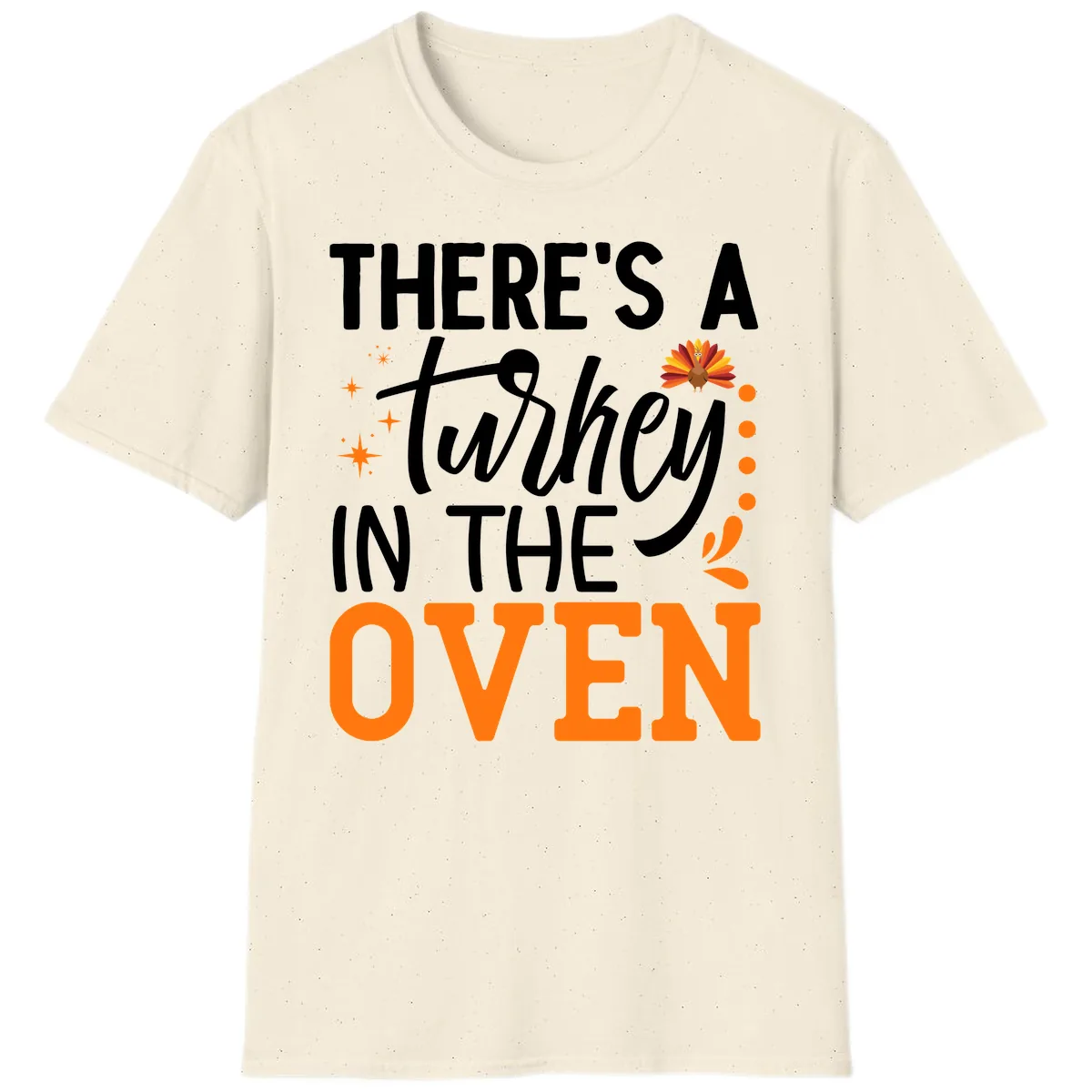 Thanksgiving Turkey In The Oven Pregnancy Announcement T-Shirt in Natural