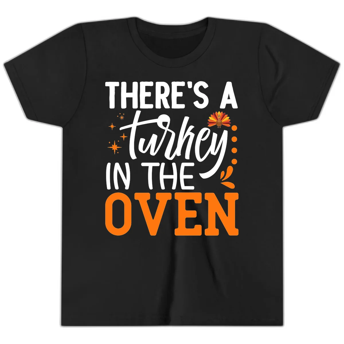 Thanksgiving Turkey In The Oven Pregnancy Announcement Youth T-Shirt in Black