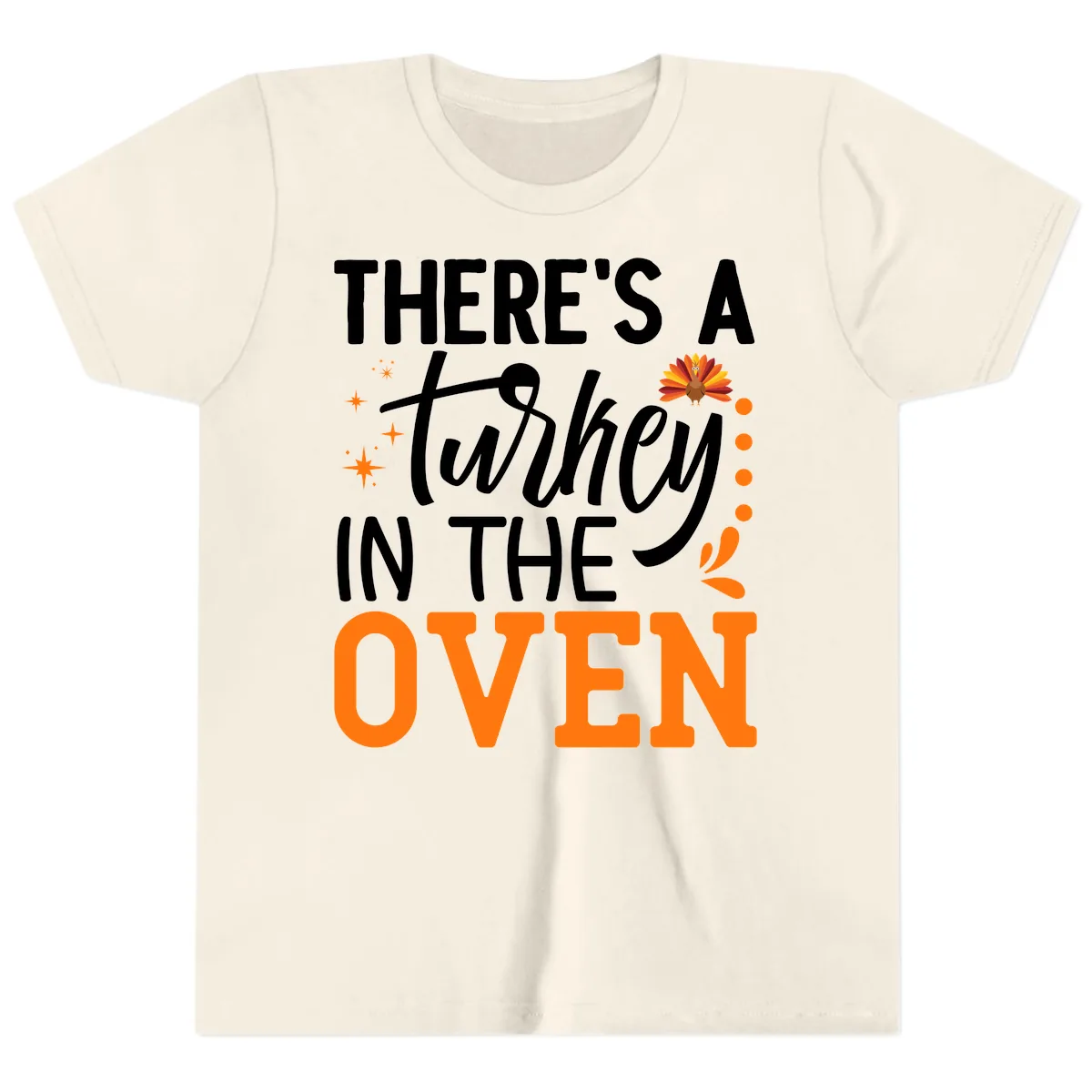 Thanksgiving Turkey In The Oven Pregnancy Announcement Youth T-Shirt in Natural