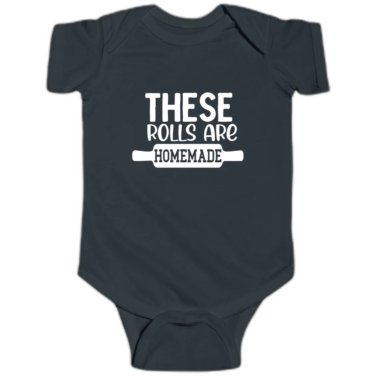 These Rolls Are Homemade Baking Design Baby Onesie in Black