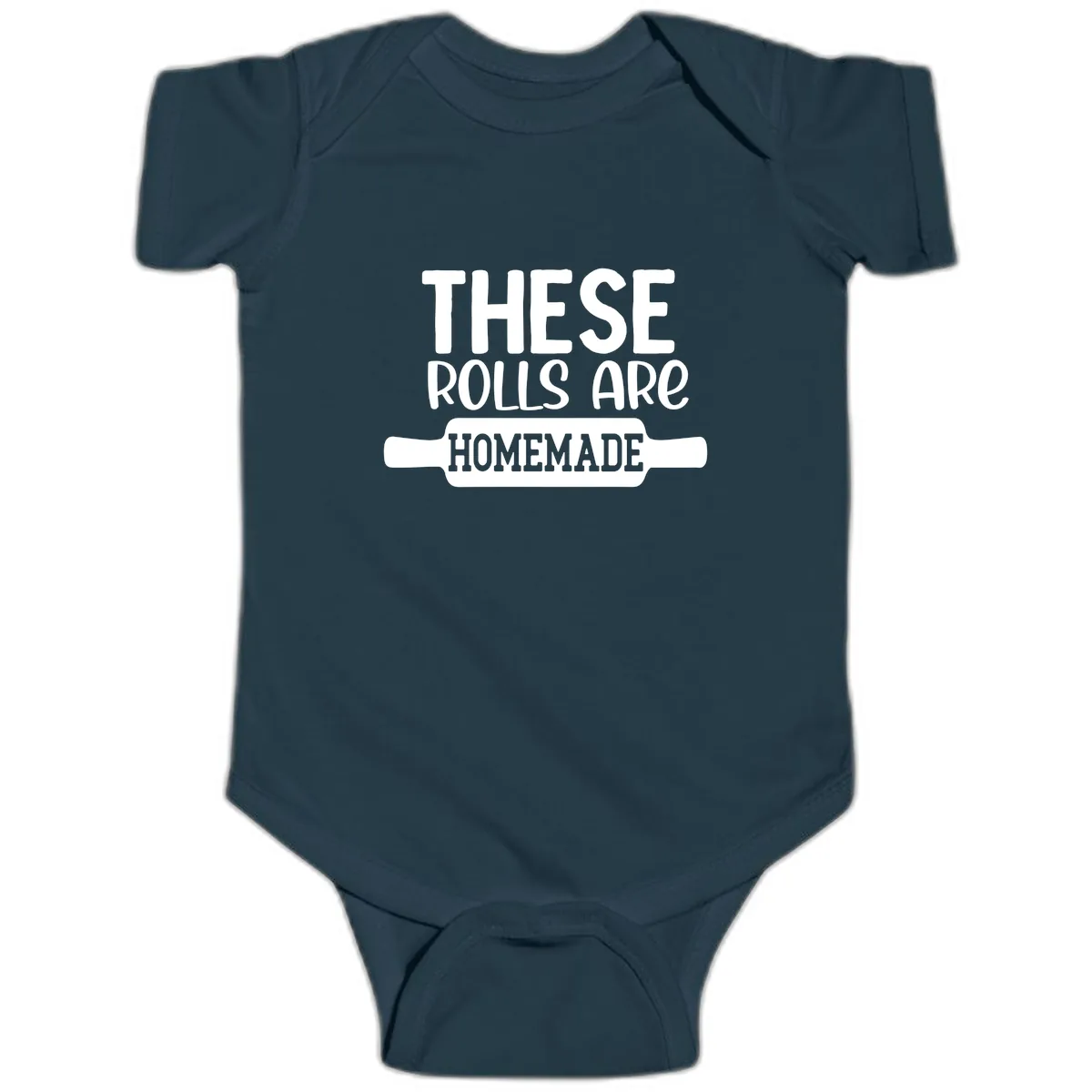 These Rolls Are Homemade Baking Design Baby Onesie in Navy