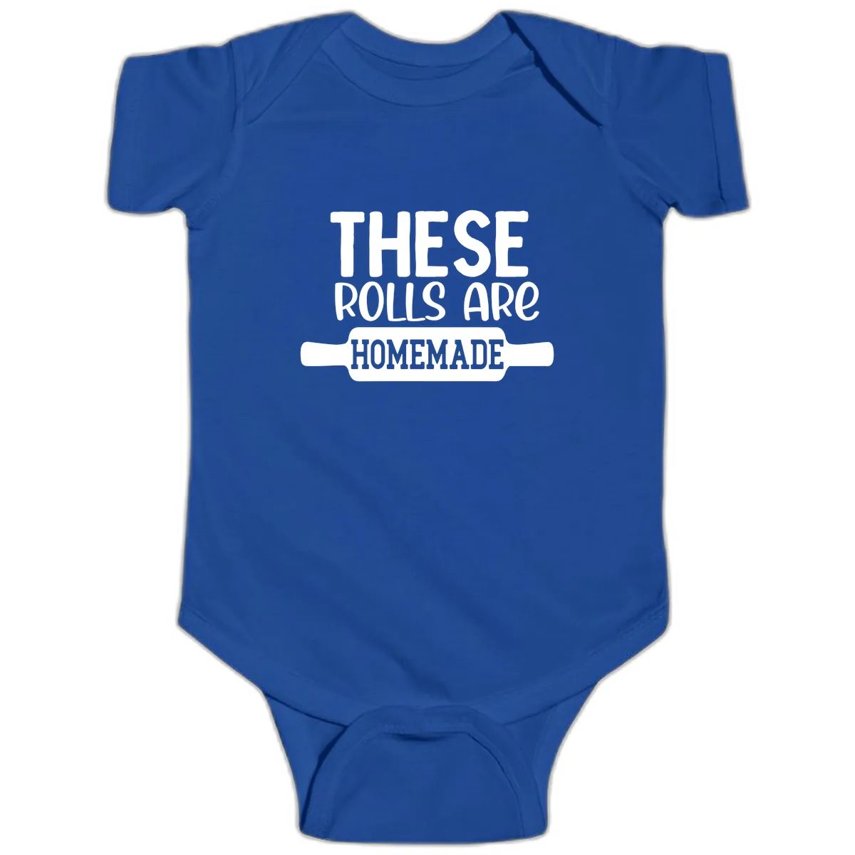 These Rolls Are Homemade Baking Design Baby Onesie in Royal