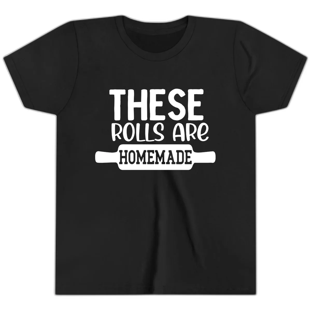 These Rolls Are Homemade Baking Design Youth T-Shirt in Black