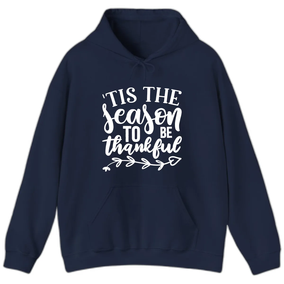 Tis The Season To Be Thankful Graphic Hoodie in Navy