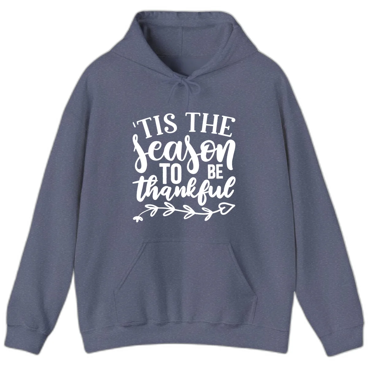 Tis The Season To Be Thankful Graphic Hoodie in Heather Navy
