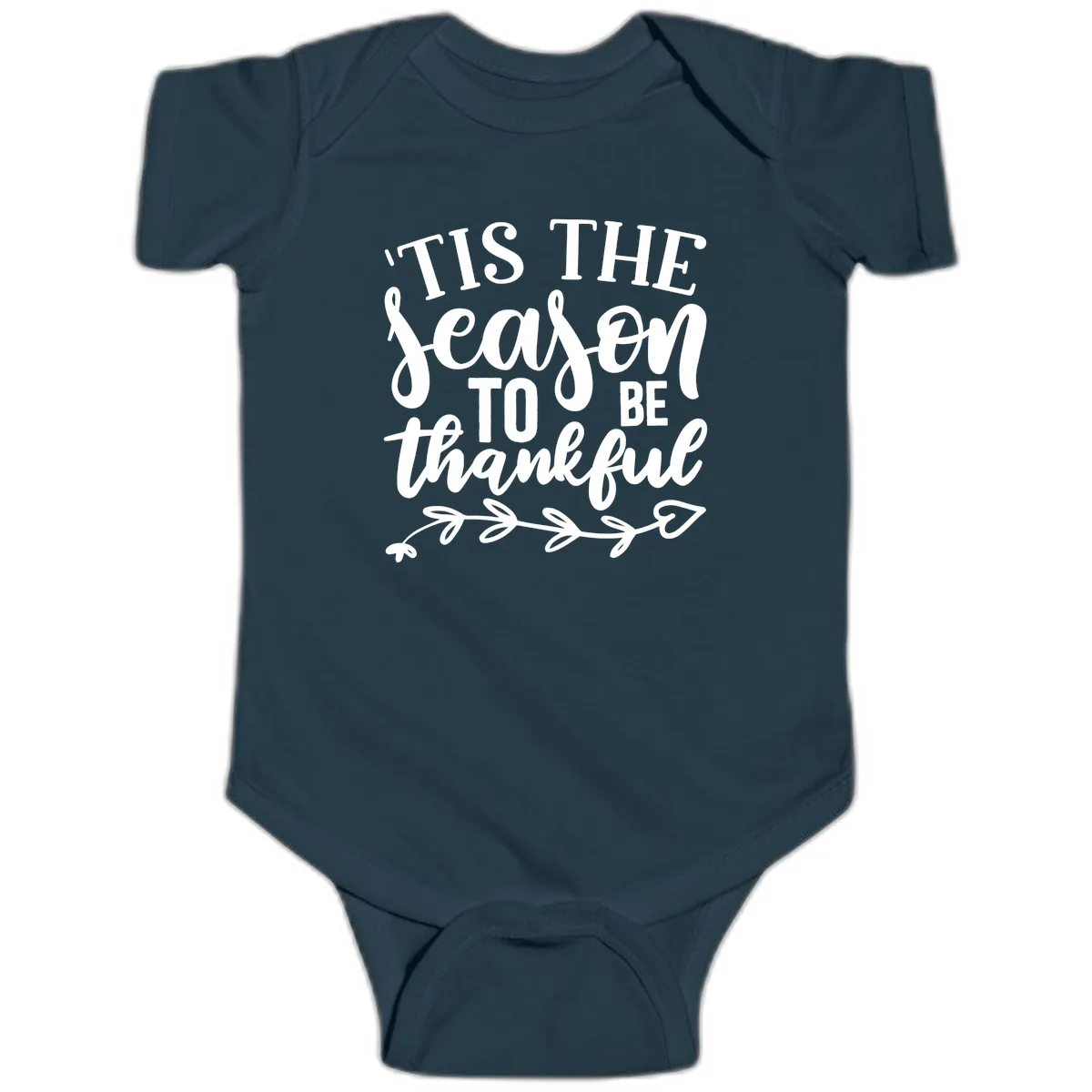 Tis The Season To Be Thankful Graphic Baby Onesie in Navy