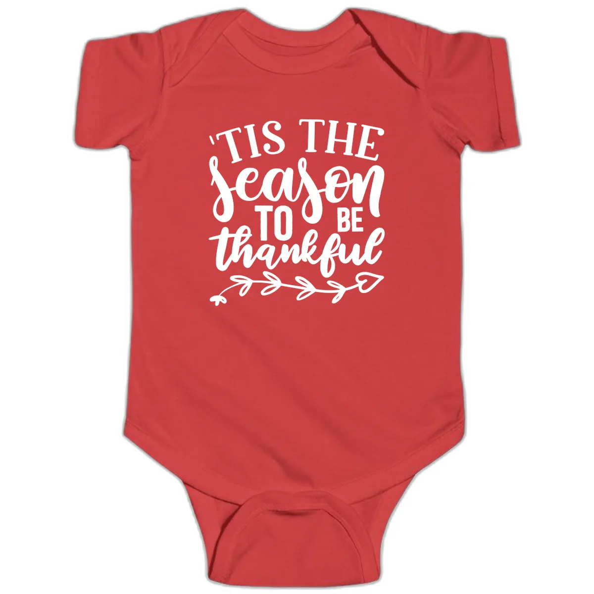 Tis The Season To Be Thankful Graphic Baby Onesie in Red