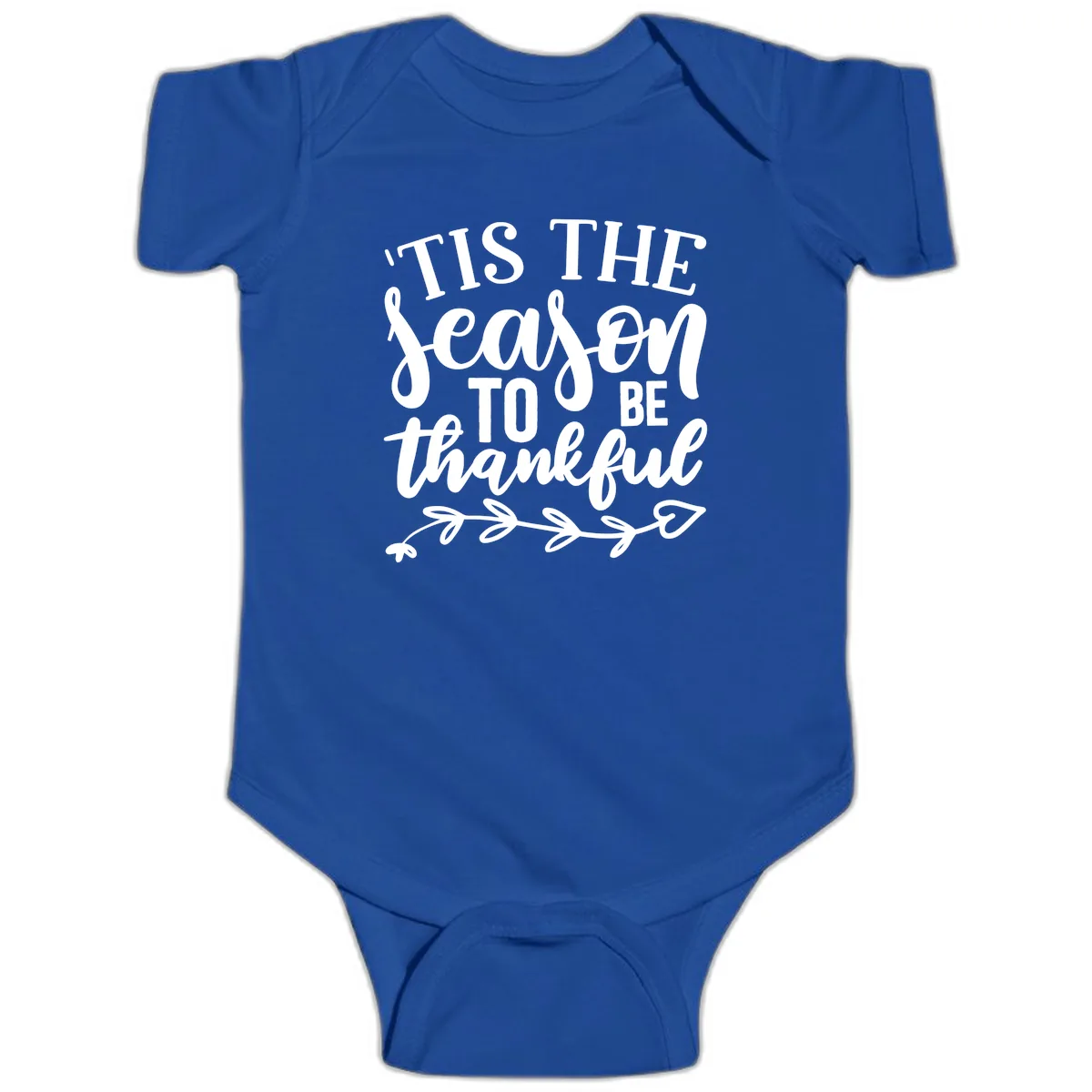 Tis The Season To Be Thankful Graphic Baby Onesie in Royal
