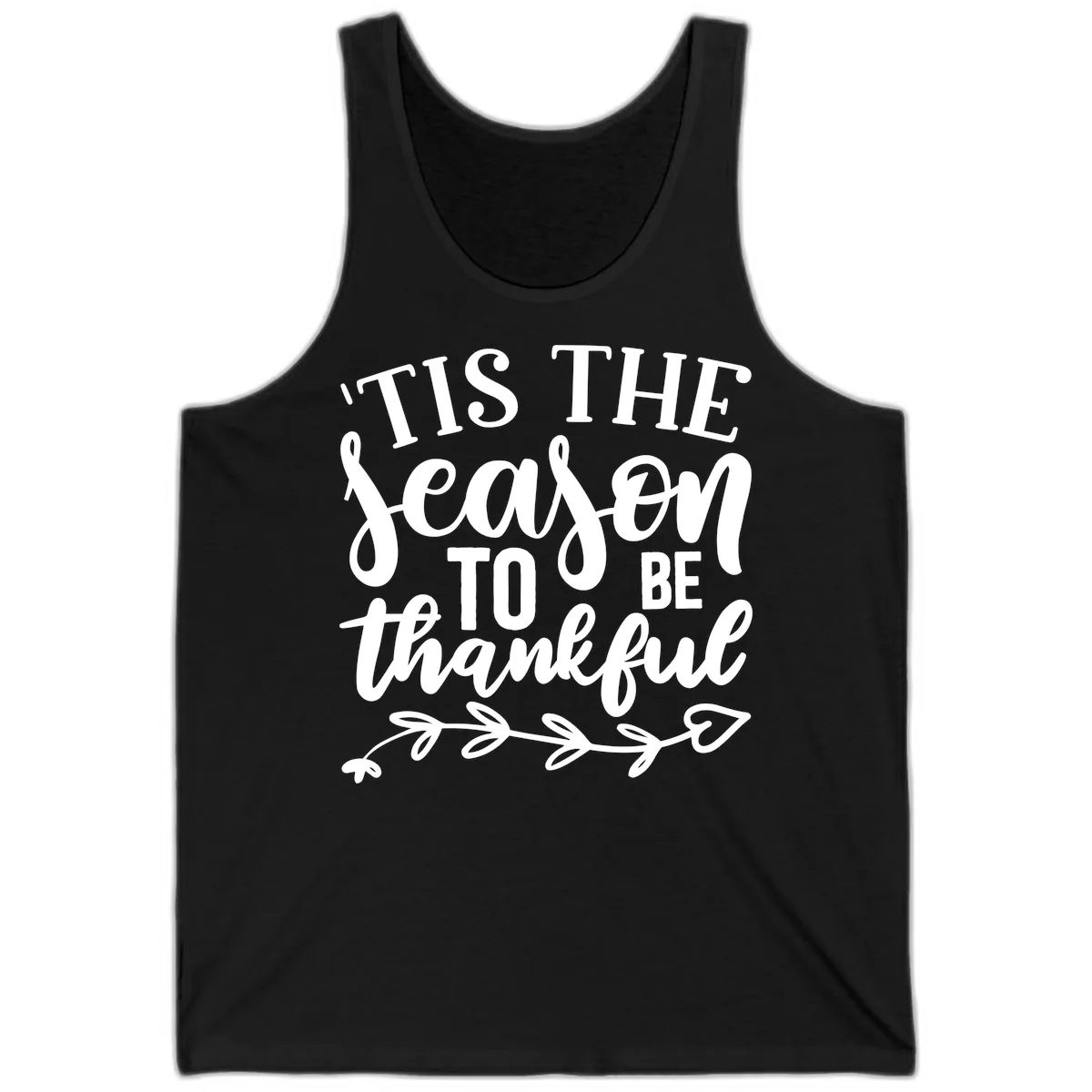 Tis The Season To Be Thankful Graphic Tank in Black