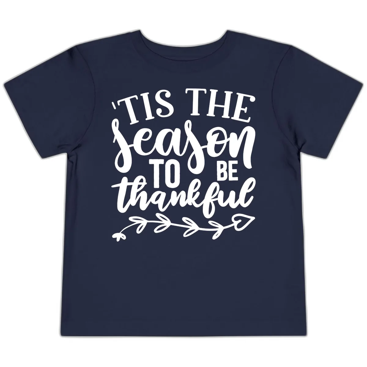Tis The Season To Be Thankful Graphic Toddler T-Shirt in Navy