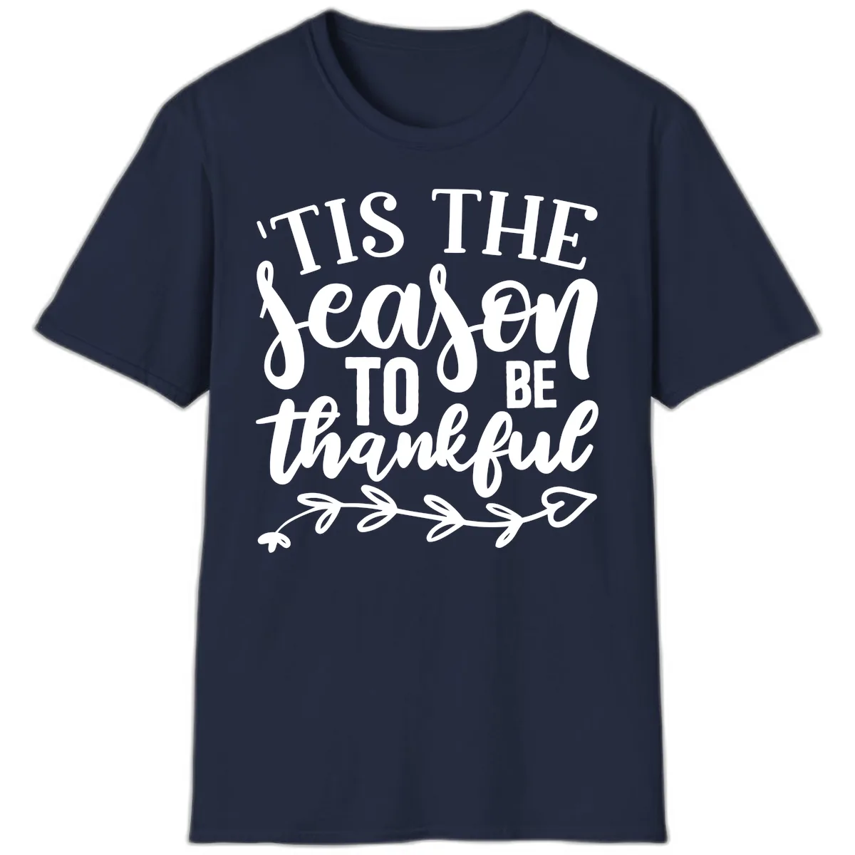 Tis The Season To Be Thankful Graphic T-Shirt in Navy