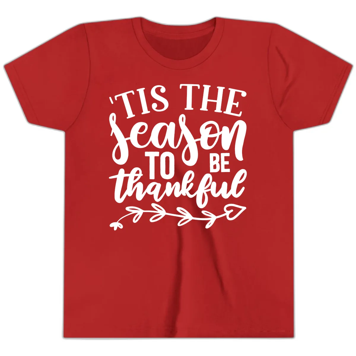 Tis The Season To Be Thankful Graphic Youth T-Shirt in Red