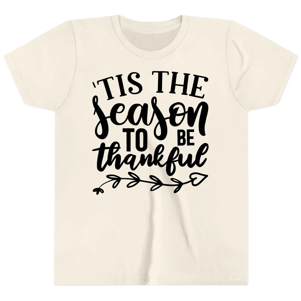 Tis The Season To Be Thankful Graphic Youth T-Shirt in Natural