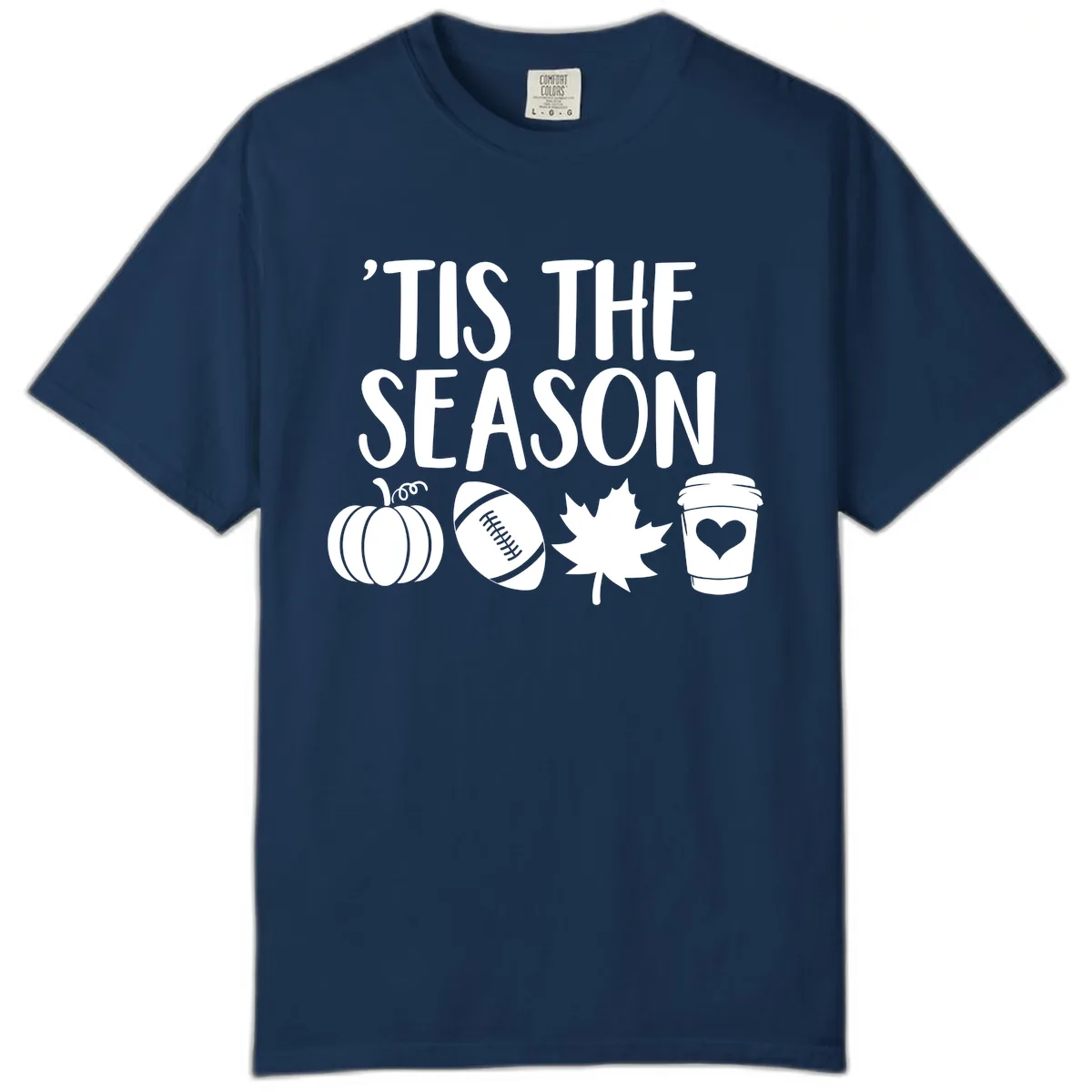'Tis The Season Fall Football Coffee Comfort Color in Navy