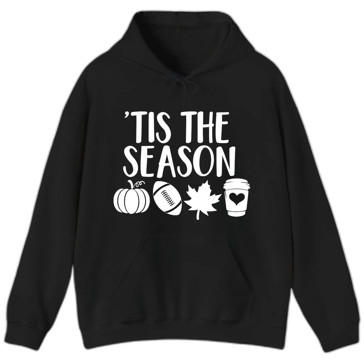 'Tis The Season Fall Football Coffee Hoodie in Black