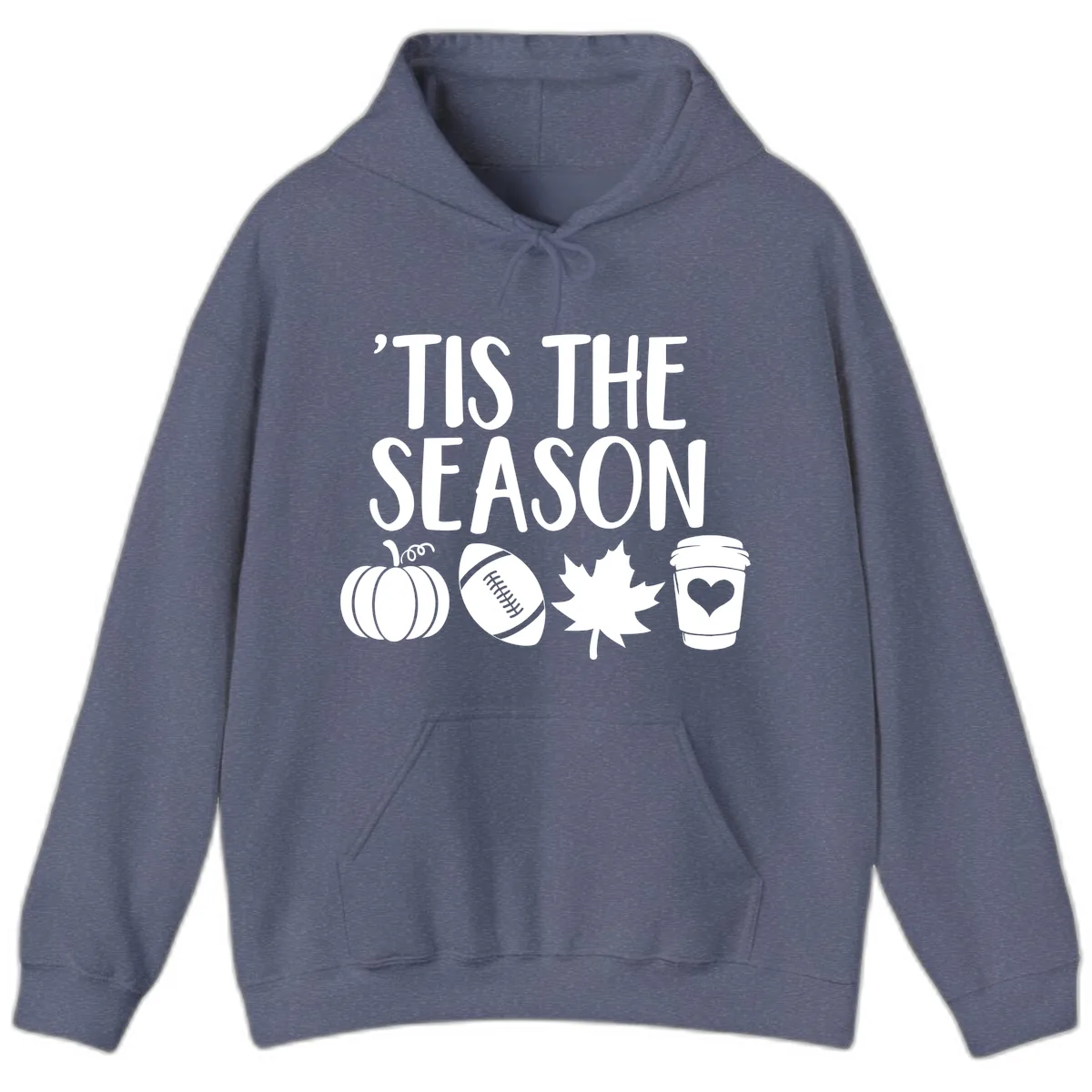 'Tis The Season Fall Football Coffee Hoodie in Heather Navy