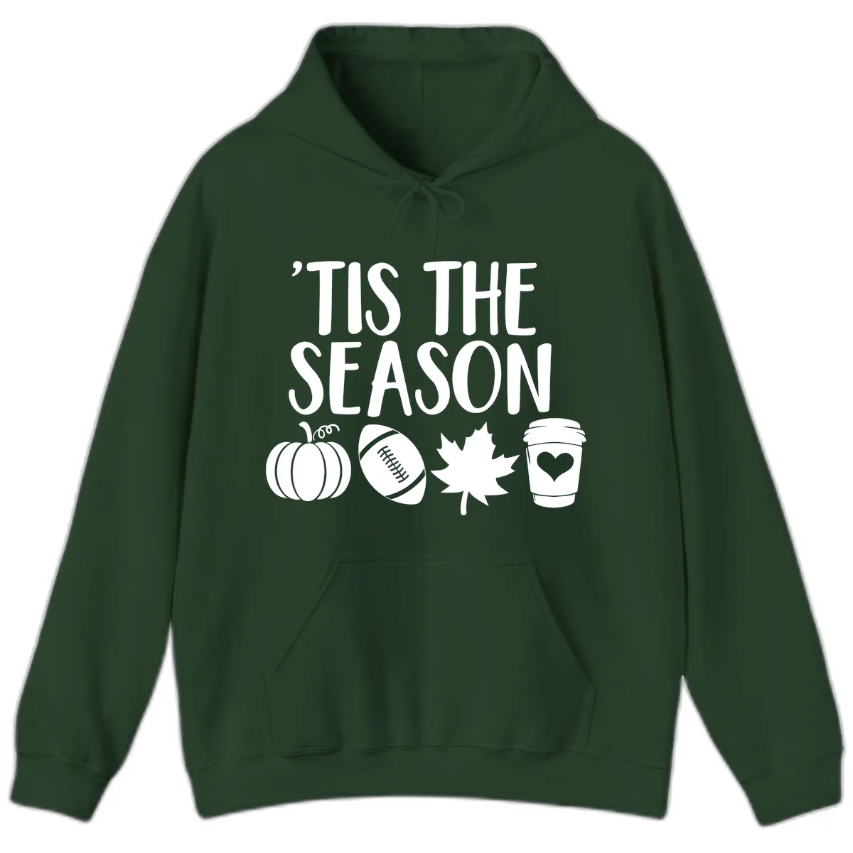 'Tis The Season Fall Football Coffee Hoodie in Forest Green