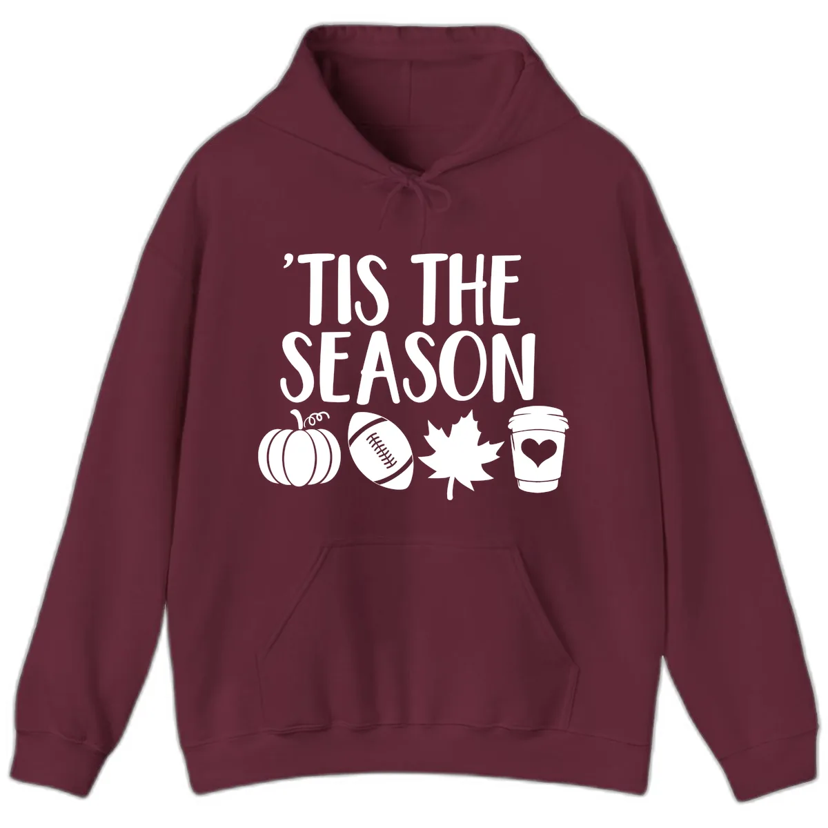 'Tis The Season Fall Football Coffee Hoodie in Maroon