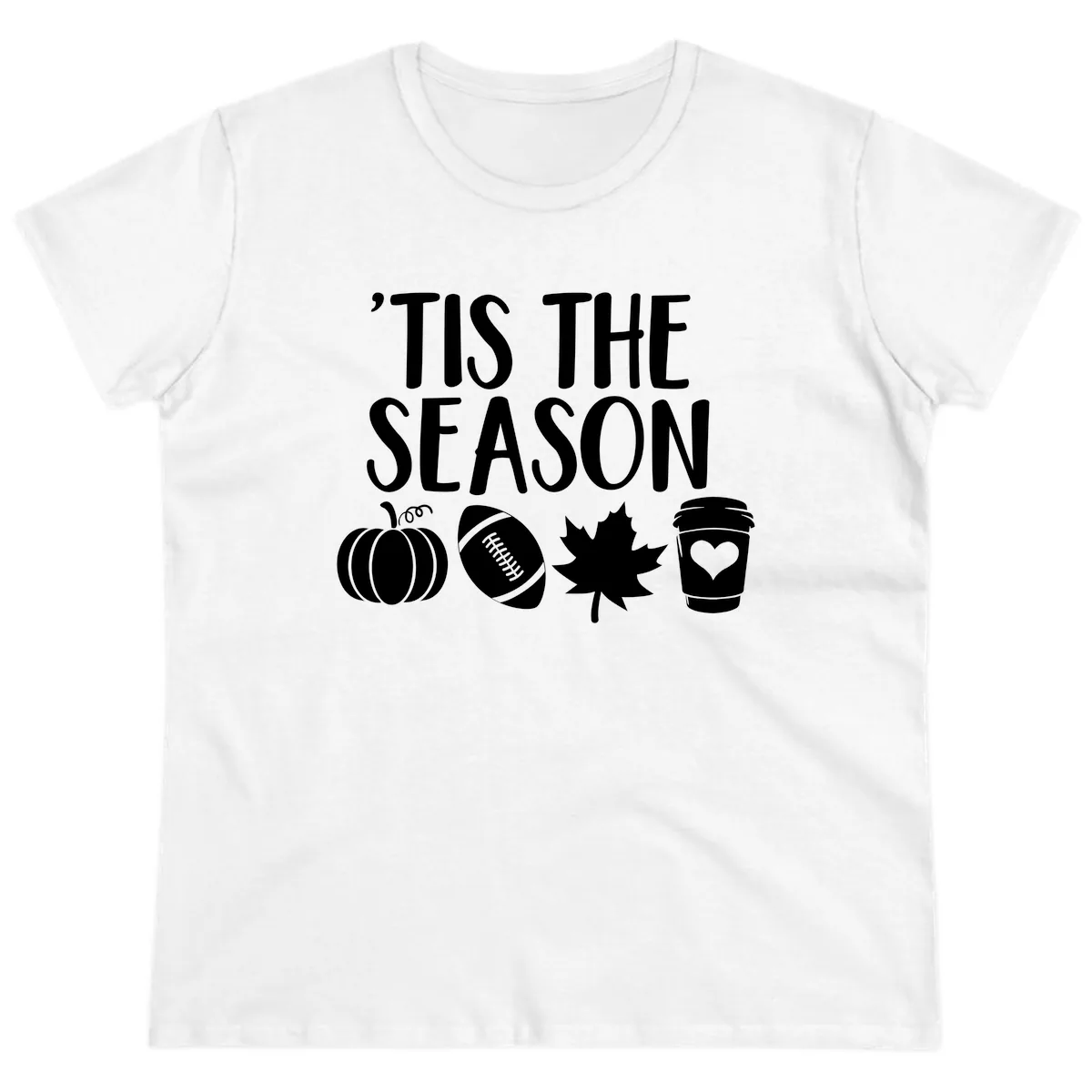 'Tis The Season Fall Football Coffee Ladies Tee in White