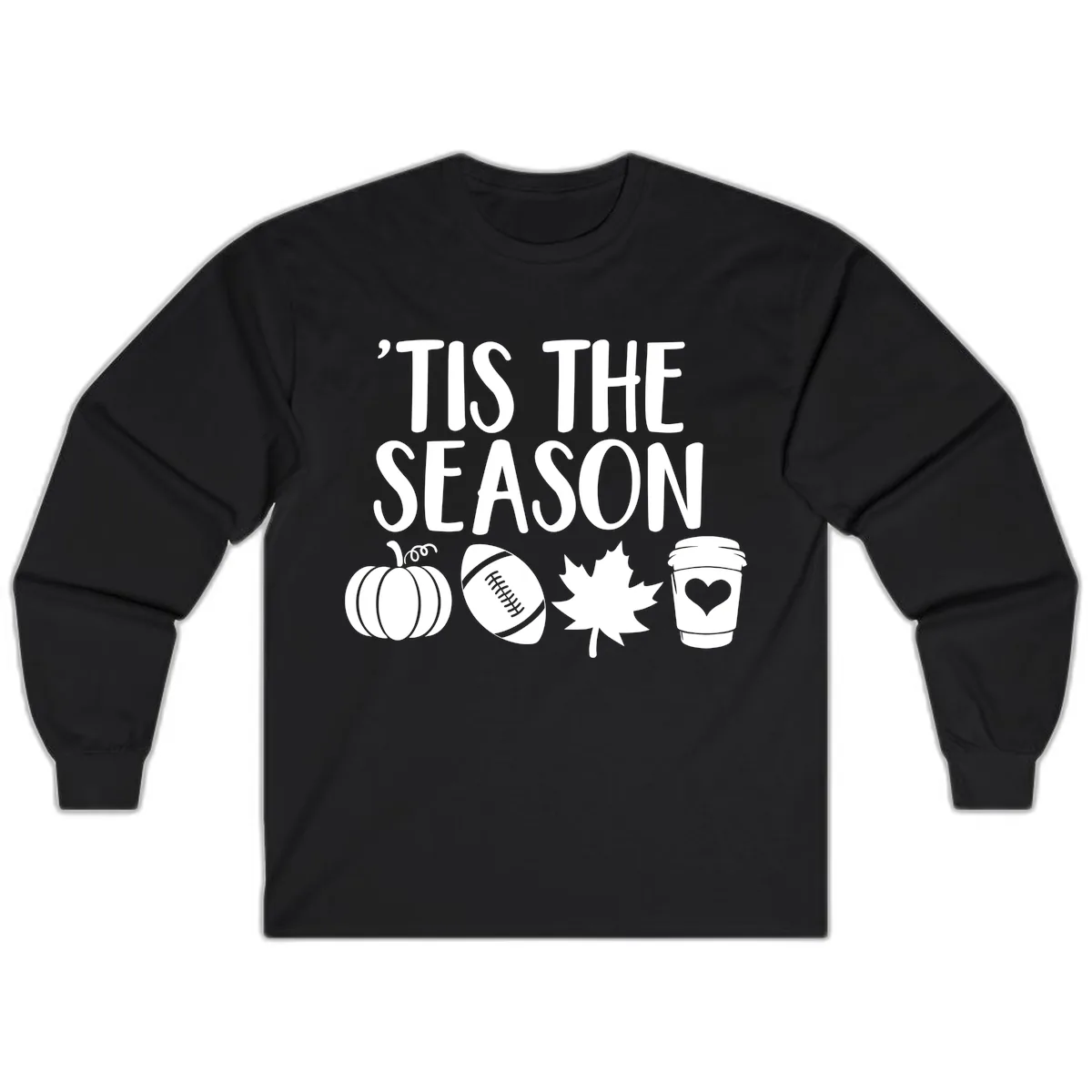 'Tis The Season Fall Football Coffee Long Sleeve in Black