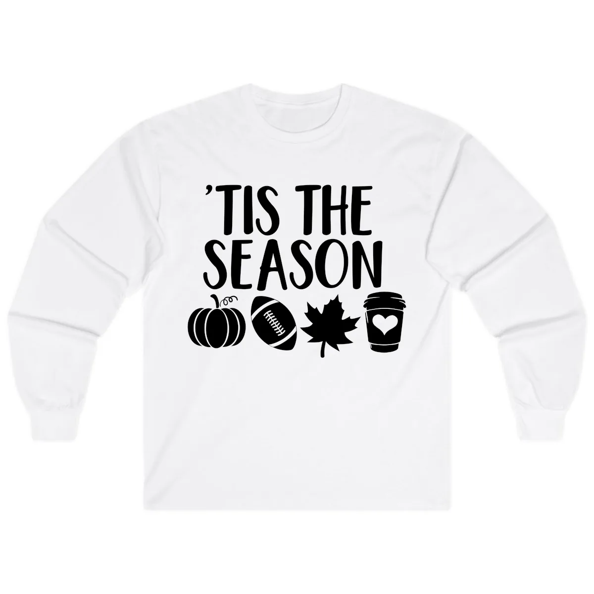'Tis The Season Fall Football Coffee Long Sleeve in White