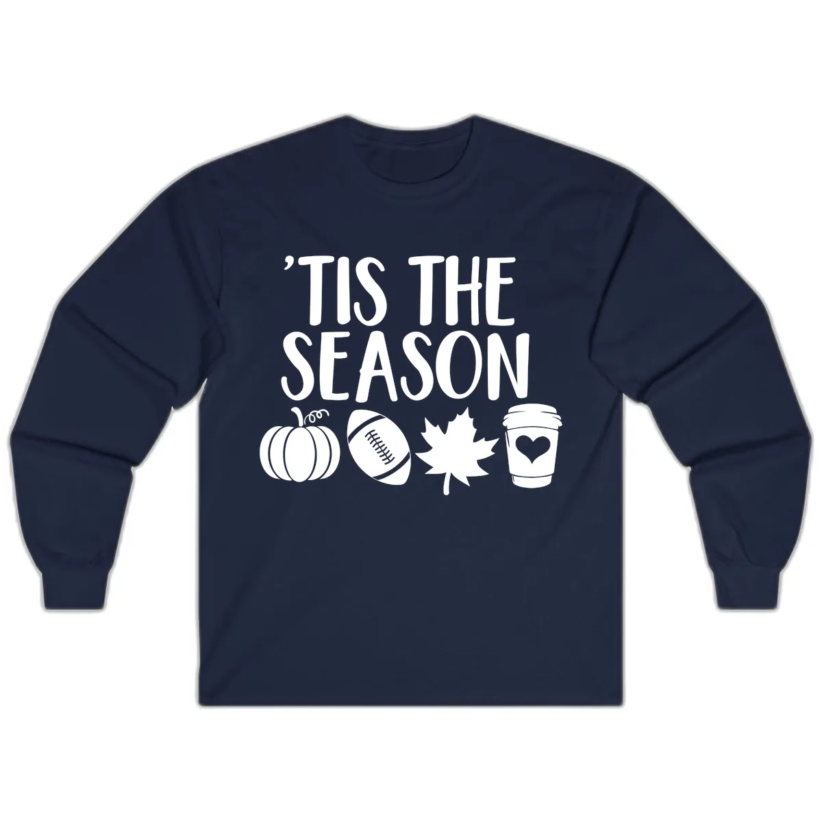 'Tis The Season Fall Football Coffee Long Sleeve in Navy