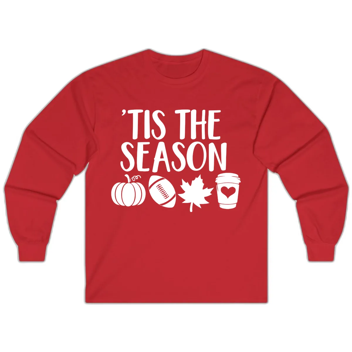 'Tis The Season Fall Football Coffee Long Sleeve in Red