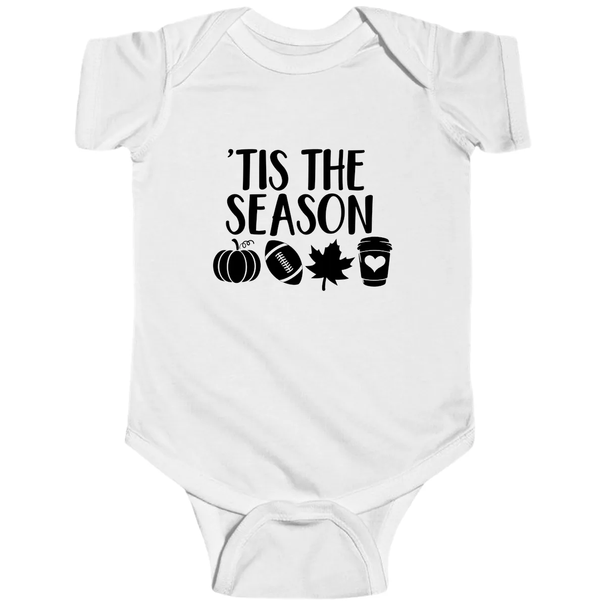 'Tis The Season Fall Football Coffee Baby Onesie in White