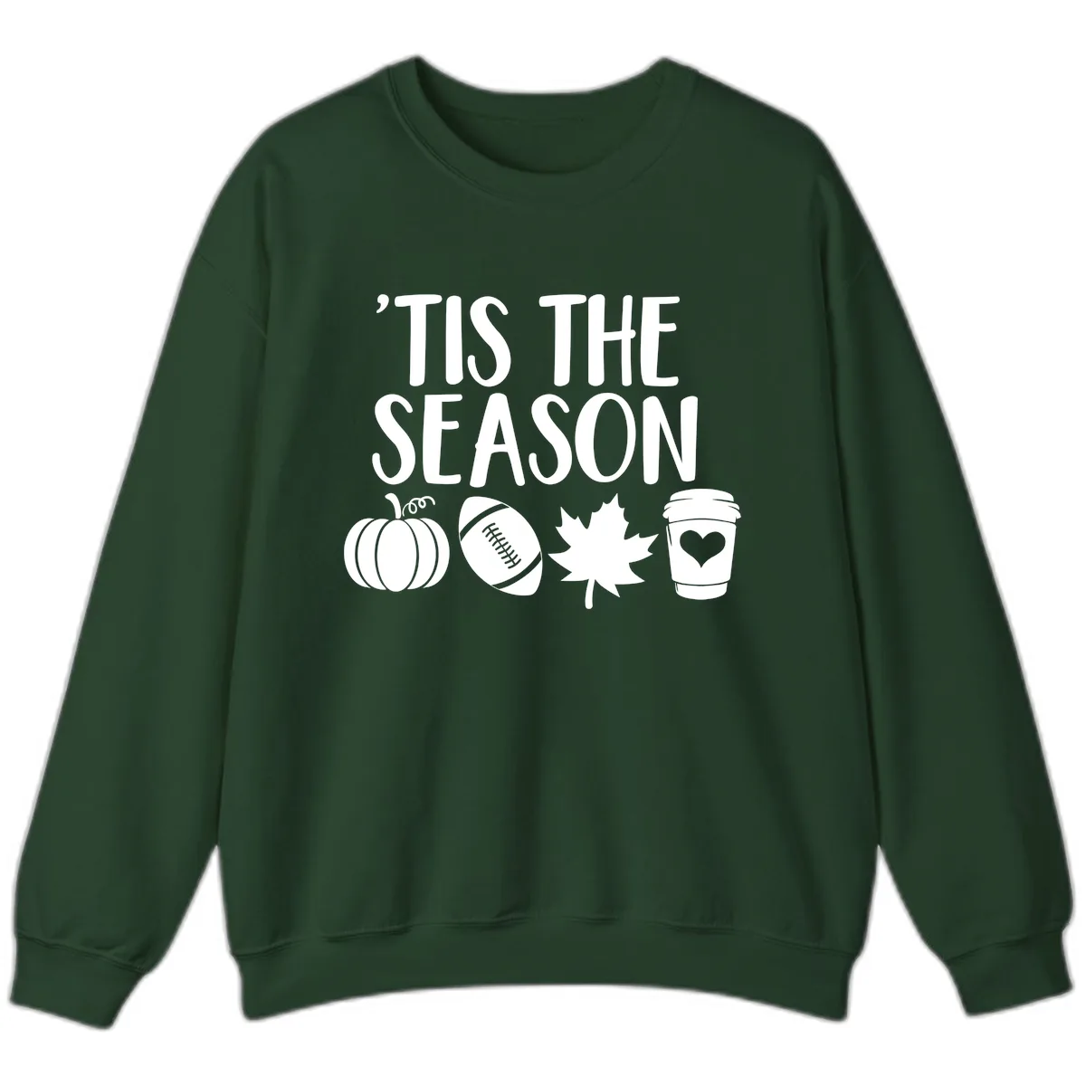 'Tis The Season Fall Football Coffee Sweatshirt in Forest Green