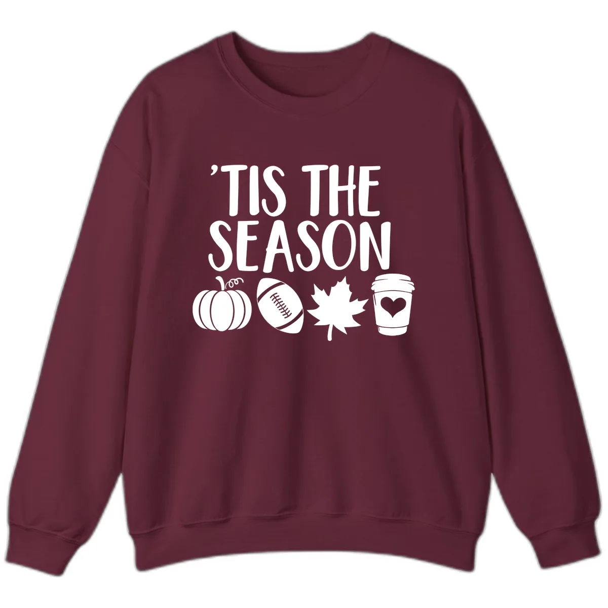 'Tis The Season Fall Football Coffee Sweatshirt in Maroon