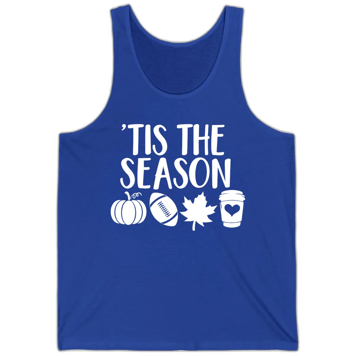 'Tis The Season Fall Football Coffee Tank in True Royal