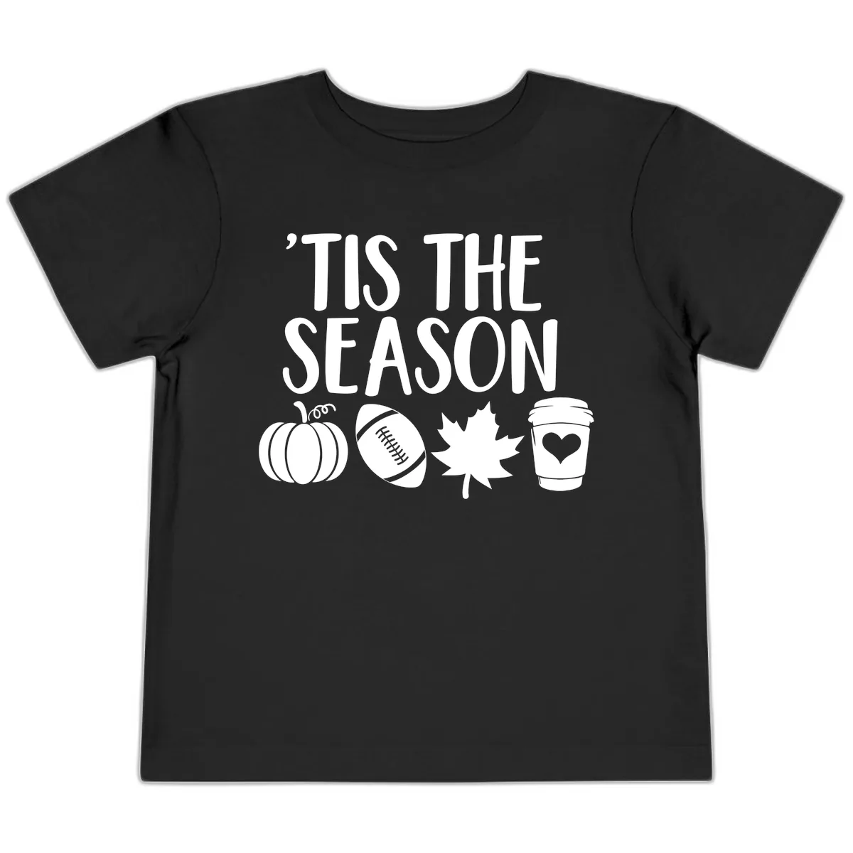 'Tis The Season Fall Football Coffee Toddler T-Shirt in Black
