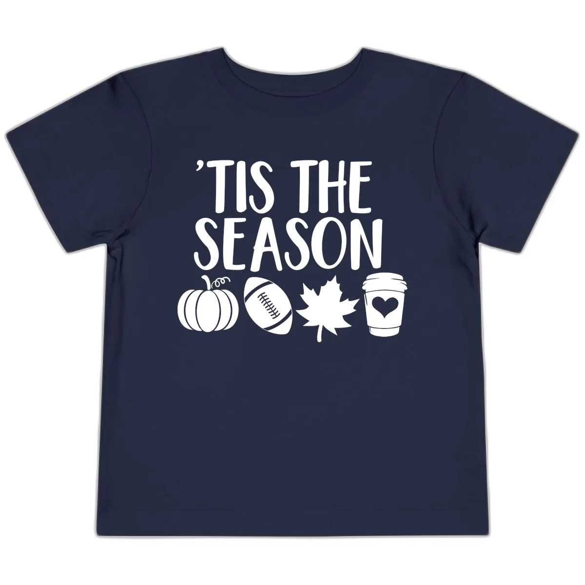 'Tis The Season Fall Football Coffee Toddler T-Shirt in Navy