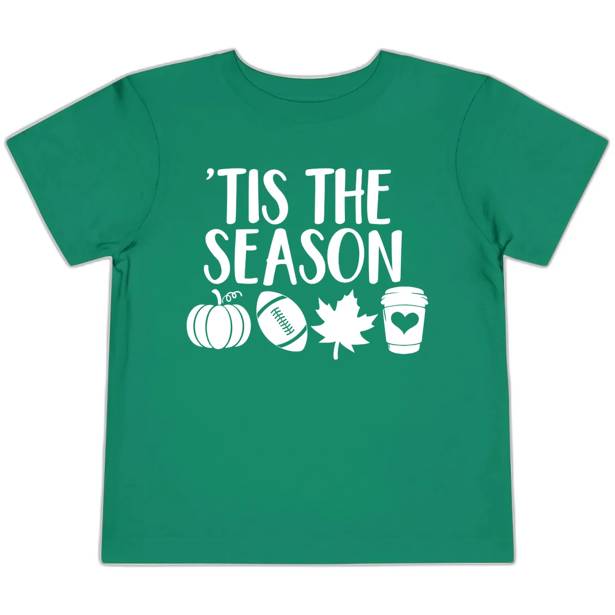 'Tis The Season Fall Football Coffee Toddler T-Shirt in Kelly
