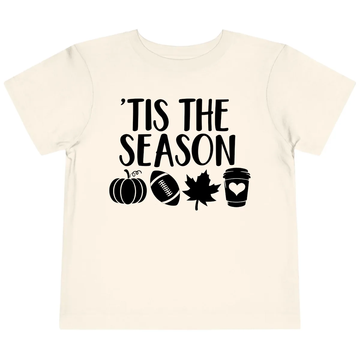 'Tis The Season Fall Football Coffee Toddler T-Shirt in Natural