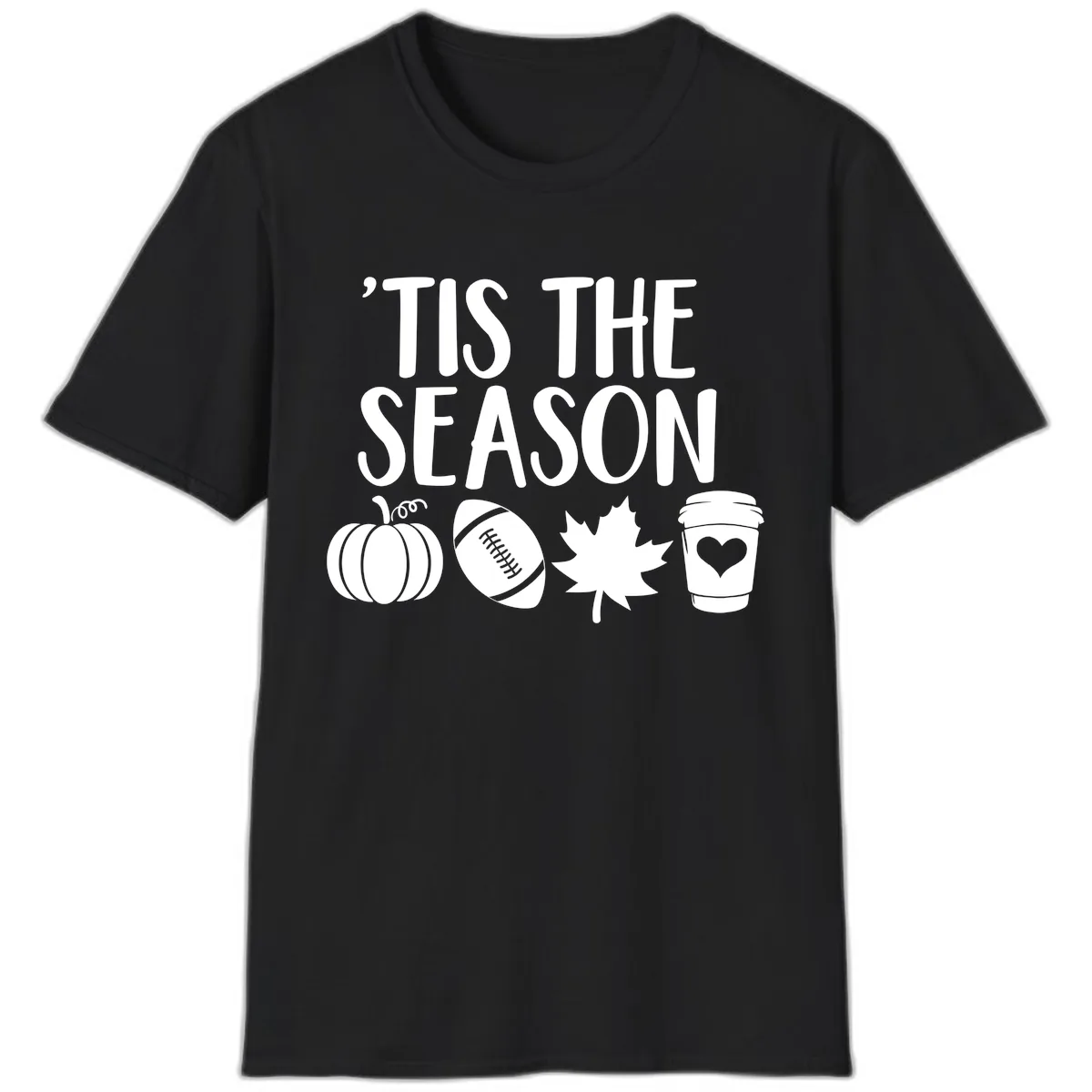 'Tis The Season Fall Football Coffee T-Shirt in Black