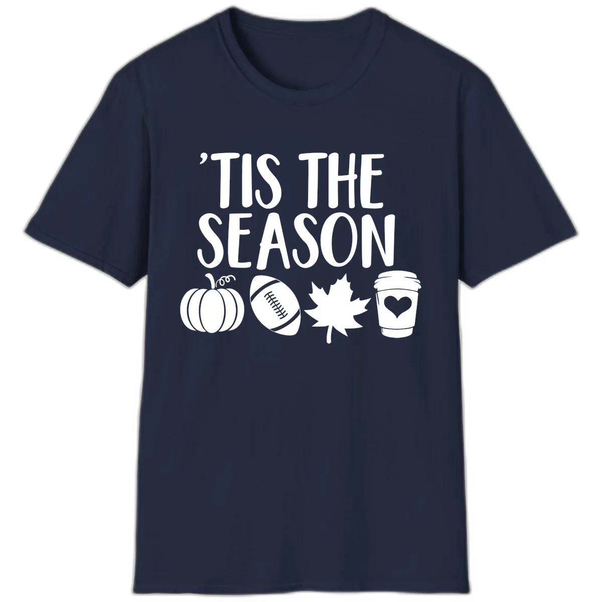 'Tis The Season Fall Football Coffee T-Shirt in Navy