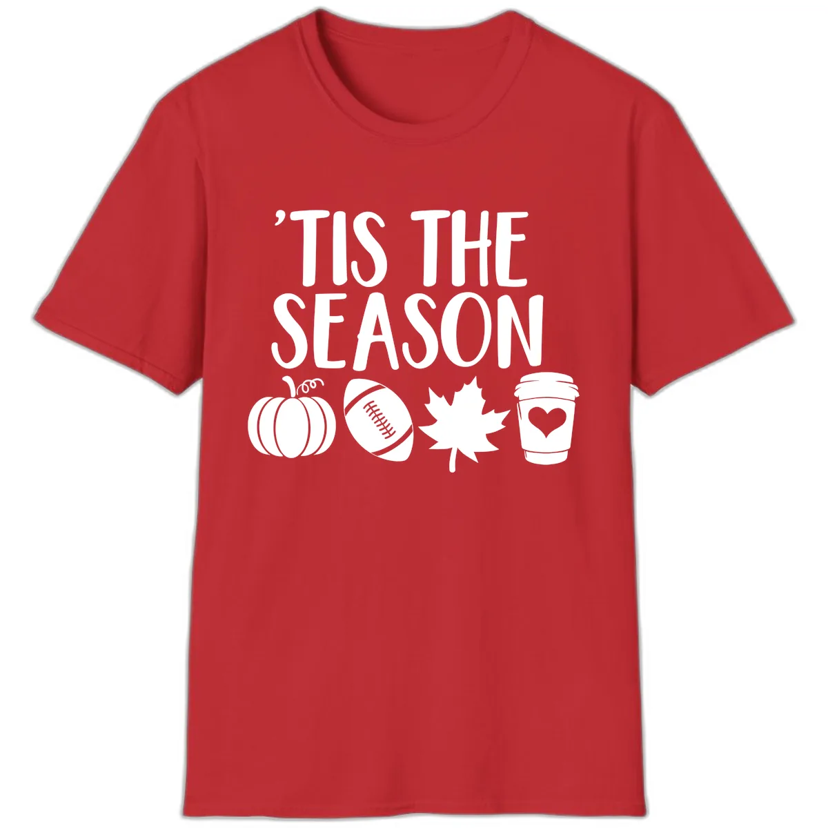 'Tis The Season Fall Football Coffee T-Shirt in Red